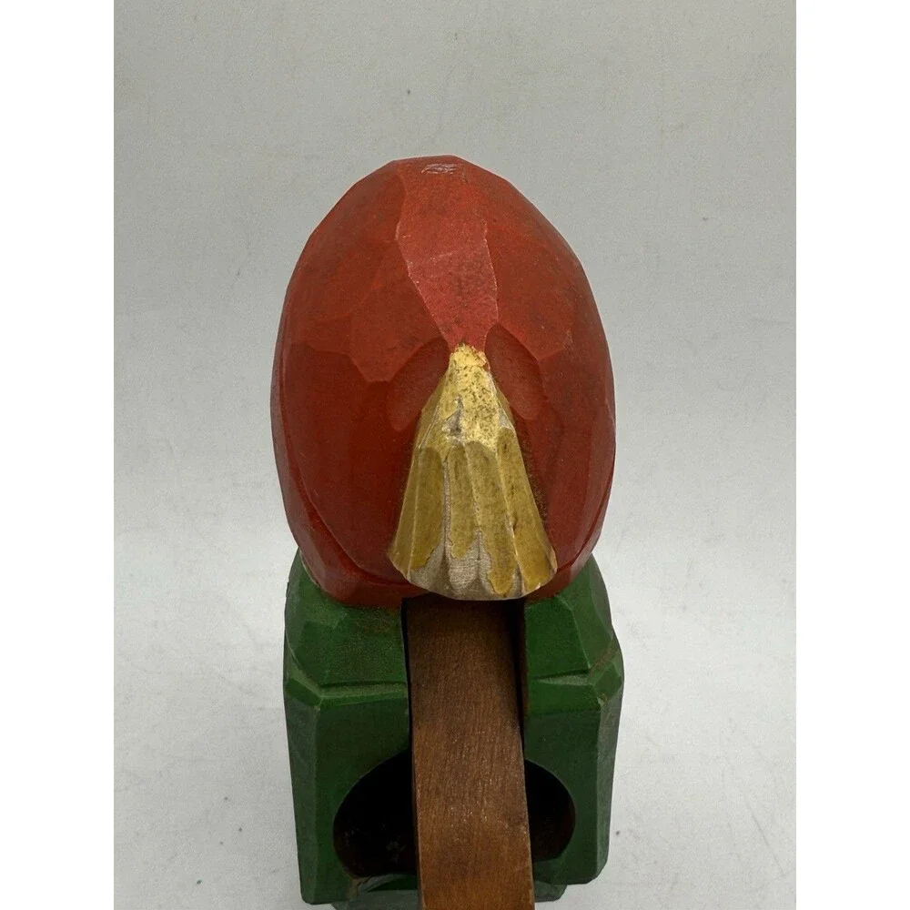 Hand Carved Rustic Red Hat Fisherman Nutcracker Nearly 9